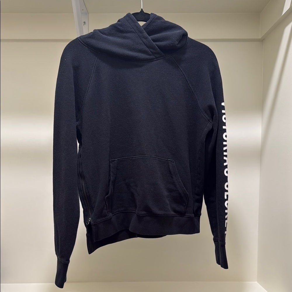 Victoria's Secret Black Hoodie with Textured Cotton Blend